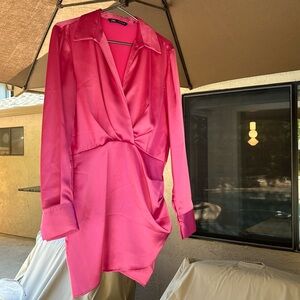 Zara Satin mini dress in hot pink